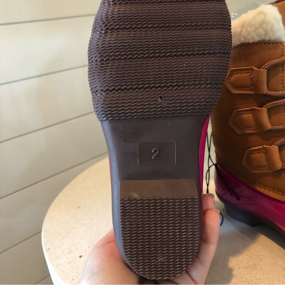 New Jessica Carlyle Gavin Girl Duck Boots Pink and Tan Size 2 . - Picture 3 of 10